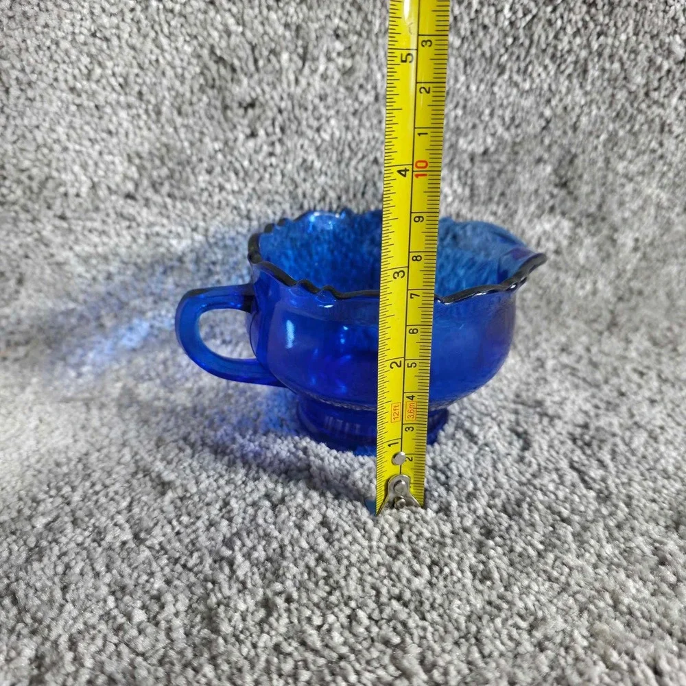 L.E. Smith‎ Glass Mt. Pleasant Cobalt Blue Creamer Glass with Handle